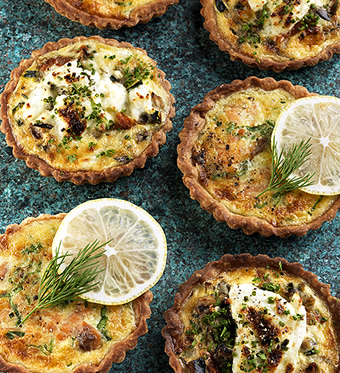 Salmon and vegetable tartlets